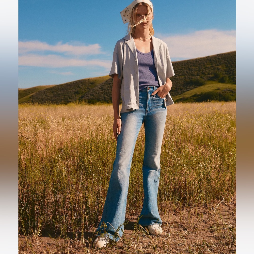 Madewell Blue Flare Wide Leg Jeans